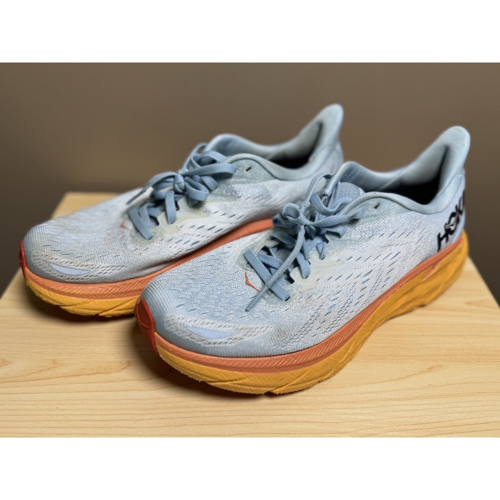 Hoka Clifton 8 Womens 8.5D Wide Summer Song Ice Flow Blue Orange 1119394-SSIF